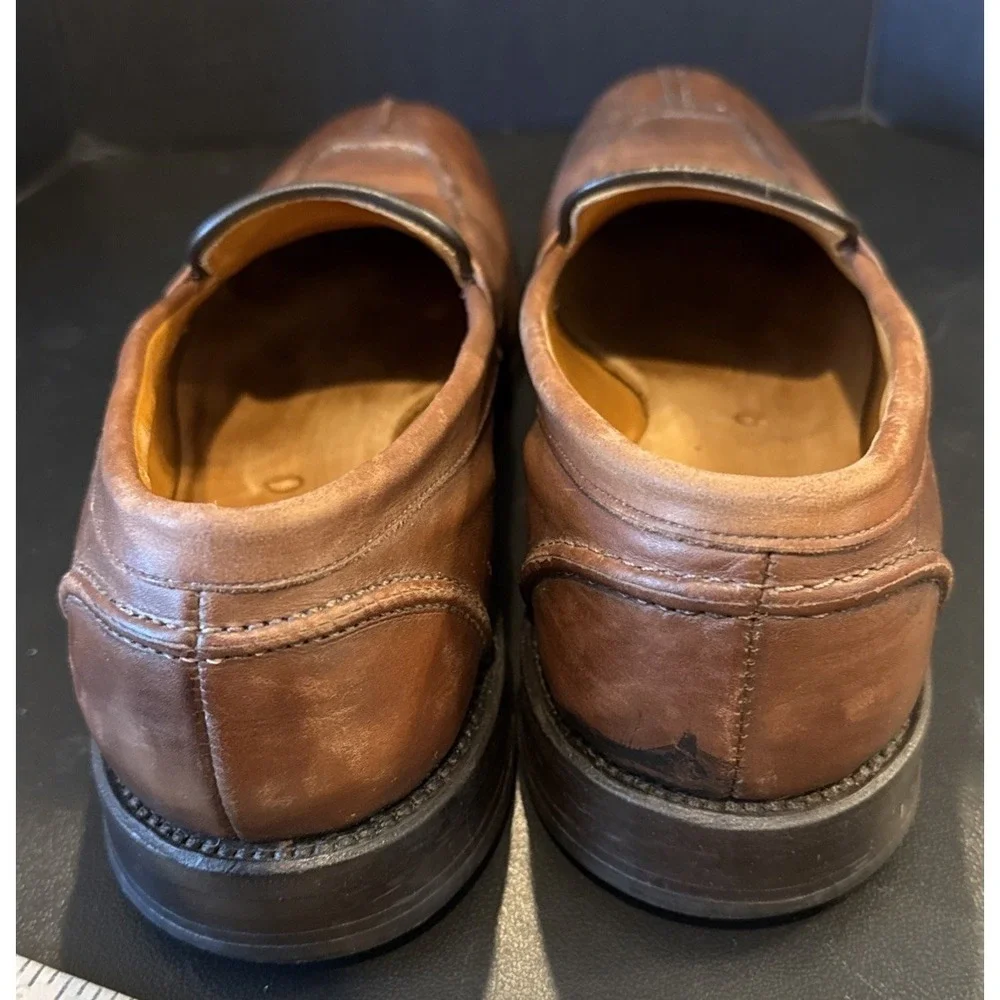 Allen Edmonds Glasgow Mens Size 10 B Dress Penny Loafers Brown Leather Shoes USA